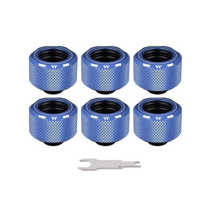Thermaltake Pacific C-PRO G1/4 PETG 16mm OD HDC Fittings(6-Pack) - Blue - وصلات أنابيب